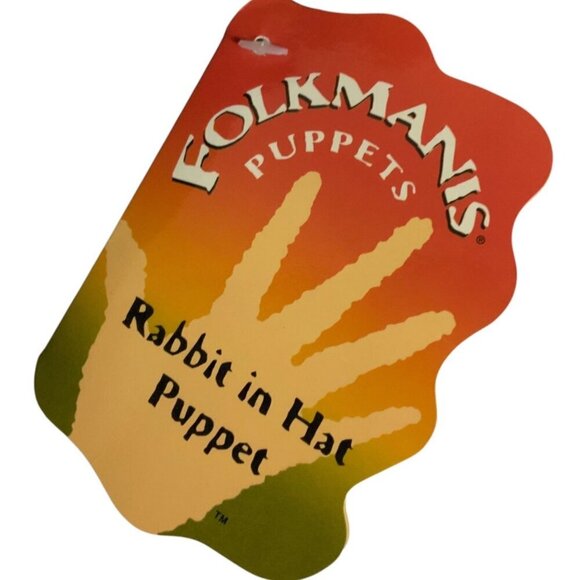 Folkmanis Rabbit In Hat Hand Puppet Plush Interactive Learning Toy Pretend Play - Picture 6 of 8